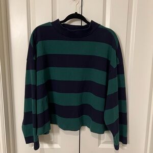 Anthropologie DOLAN Rugby Mock-Neck Pullover Stripes Cropped
